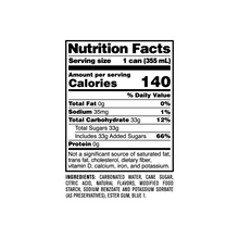 Load image into Gallery viewer, Nutrition Facts for Berry Lemonade Soda
