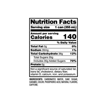 Load image into Gallery viewer, Nutrition Facts for Cola Soda Can