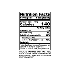 Nutrition Facts for Lemon Lime Soda Can