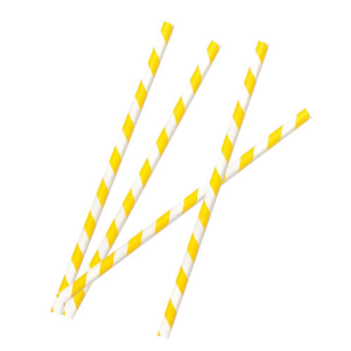 Compostable Paper Straws (Yellow/White)